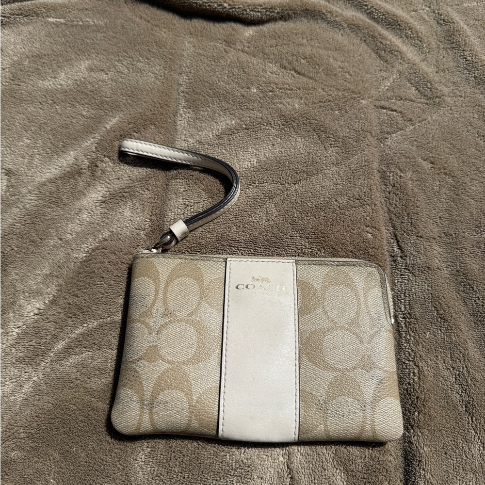 Coach Tan Wristlet with Signature Design